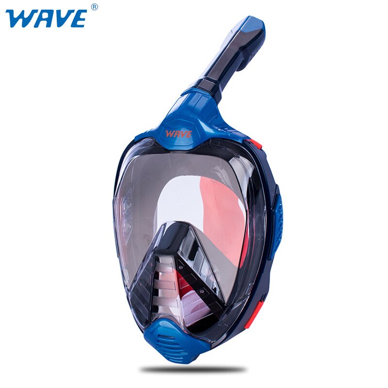 Máscara de esnórquel para adultos, mascarilla de buceo antiniebla, de cara completa, para natación, vista panorámica,: Black blue / L / XL