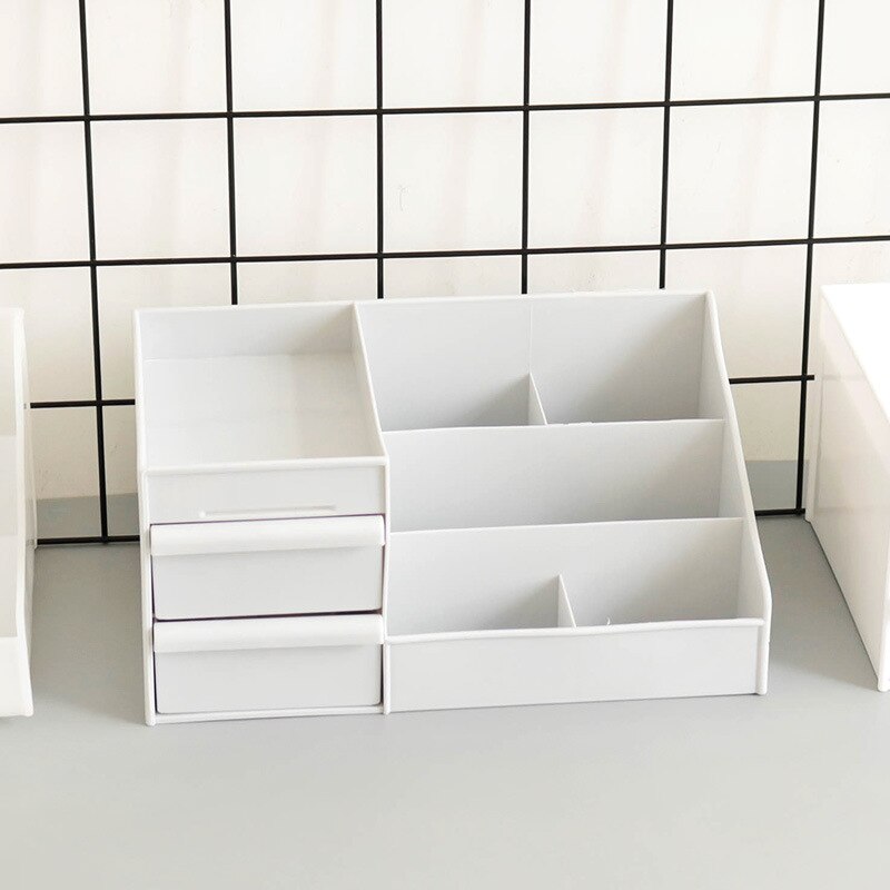 Lady Makeup Organizer For Cosmetic Large Capacity Storage Box Organizer Desktop Jewelry Nail Polish Makeup Drawer Container: white