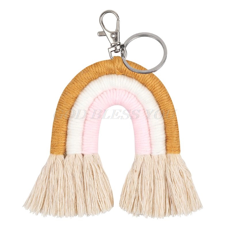 Vævning regnbue nøgleringe til kvinder boho håndlavet nøgleholder nøglering macrame taske charme bil hængende smykker: Tast 41