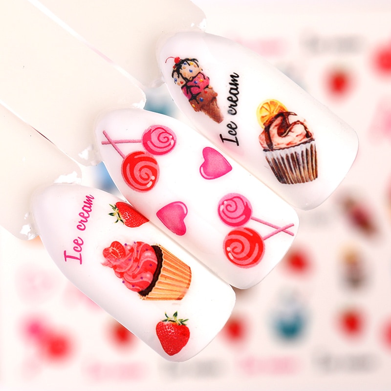 Maple Leaf Ontwerpen Nail Art Water Decals Zomer Fruit Nail Transfer Sticker Citroen Oranje Aardbei Cherry Nail Art Decoraties: 10