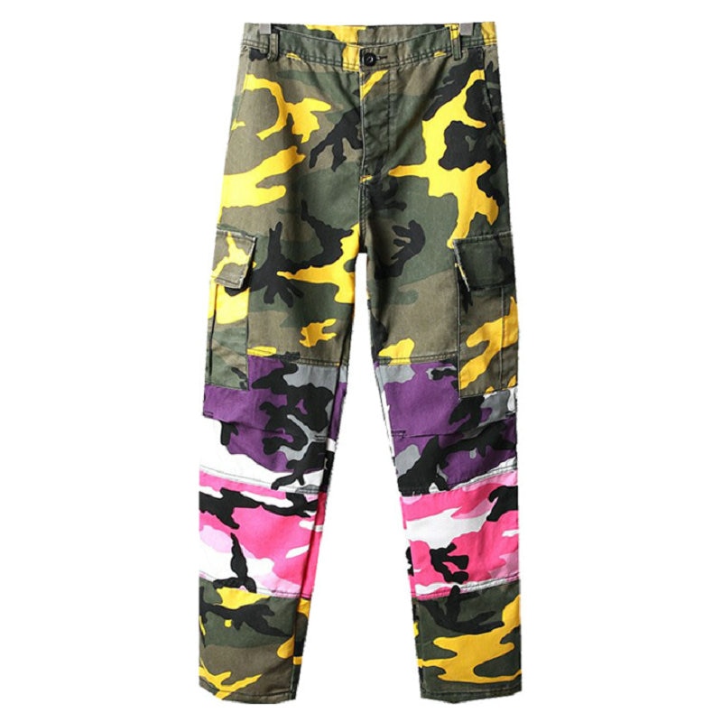Camo patchwork cargo bukser herre hip hop casual camouflage bukser streetwear jogger joggingbukser nxp 12