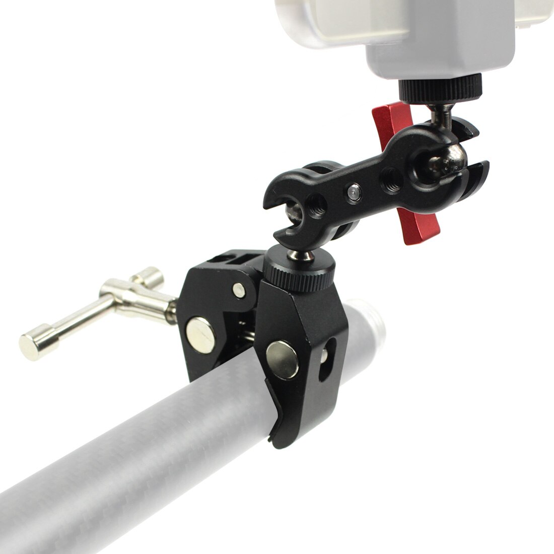 Chaussure chaude multifonction à double tête sphérique, pour trépied 1/4 pouces, bras magique, adaptateur Super pince articulé pour moniteur, lumière LED, appareil photo DSLR