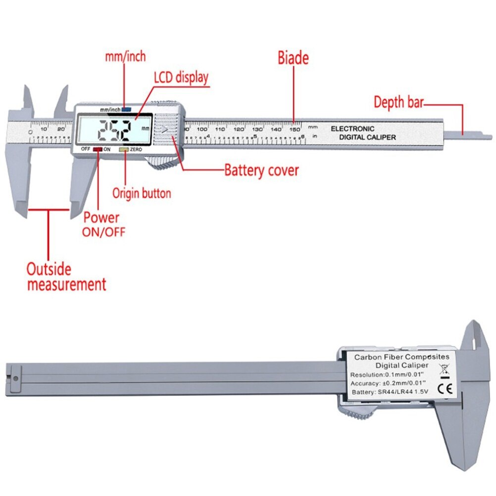 0-150mm Digital Vernier Caliper Electronic Caliper Large LCD Display Digital Caliper Accuracy Micrometer Digital Digital Ruler