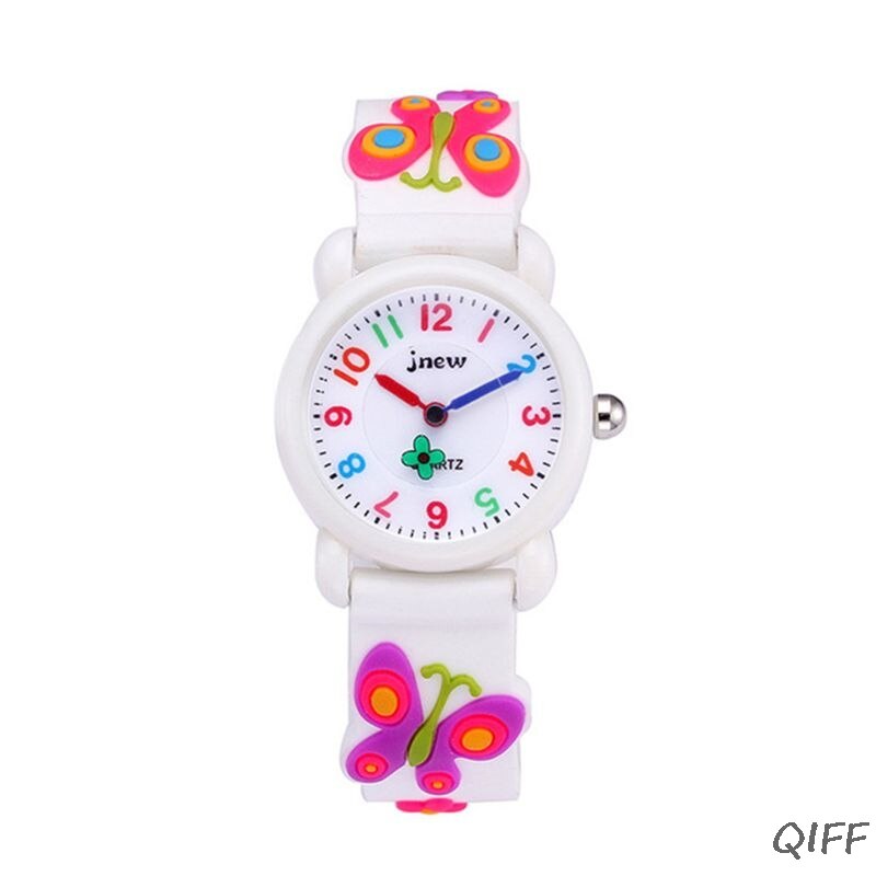 Kid 3D Vlinder Siliconen Waterdicht Horloge Voor Meisje Kinderen Horloges: C
