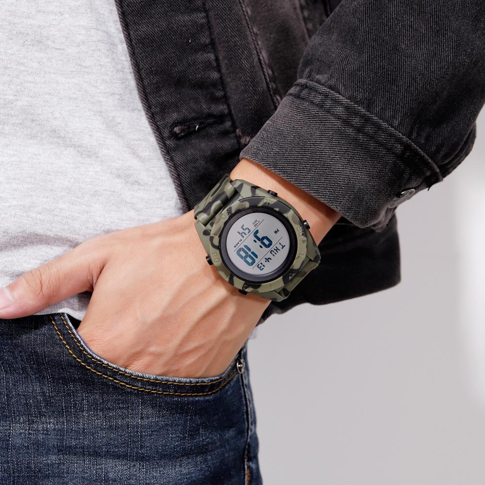 Skmei utendørs sport herreklokke slitesterk digital vanntett håndledd tid 2- tids vekkerklokke til herre ledet montre homme 1591