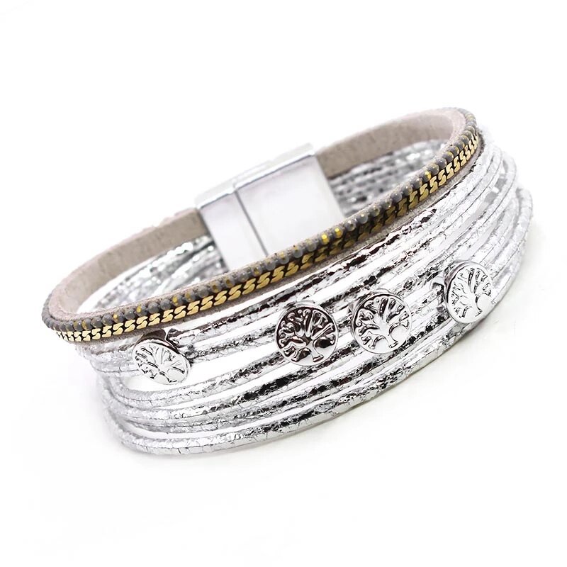 Multilayer Leather Bracelet Women Femme Cool Clasp Wristband Wrap Bracelets Metal Pulseira Jewelry: 4