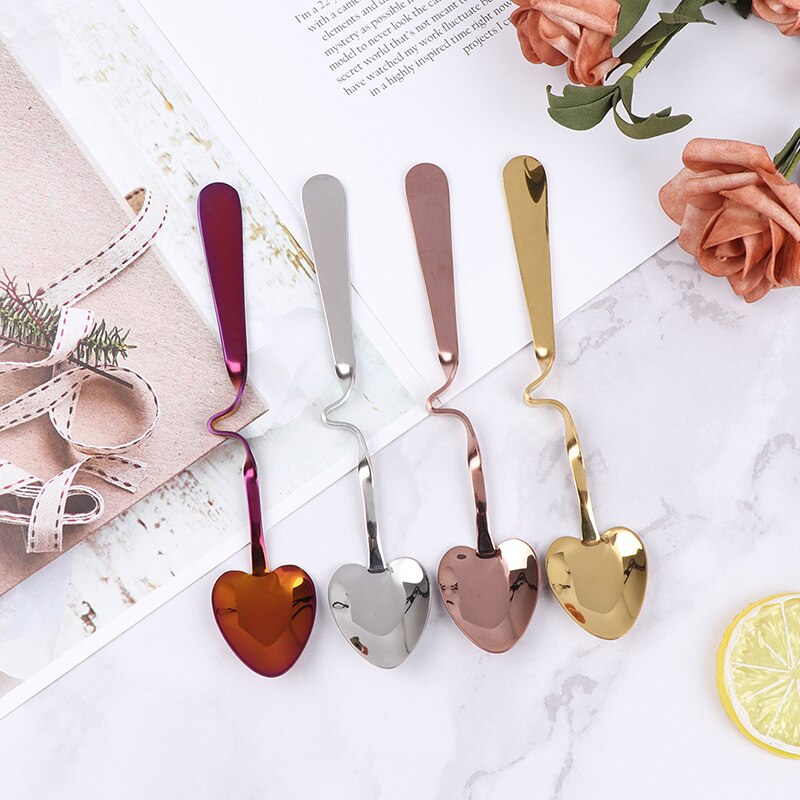 Taza de café o té creativa en forma de miel, cucharas colgantes, cuchara de té de corazón de oro rosa de acero inoxidable, 1 Uds.