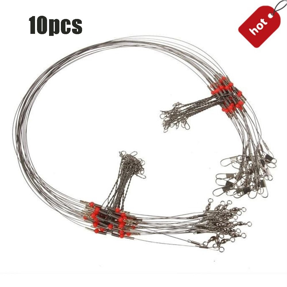Stainless Steel String Fish Hook Rolling Swivels Fishing Wire Line Rope Wire Safety Snaps Leader Trace With Snap