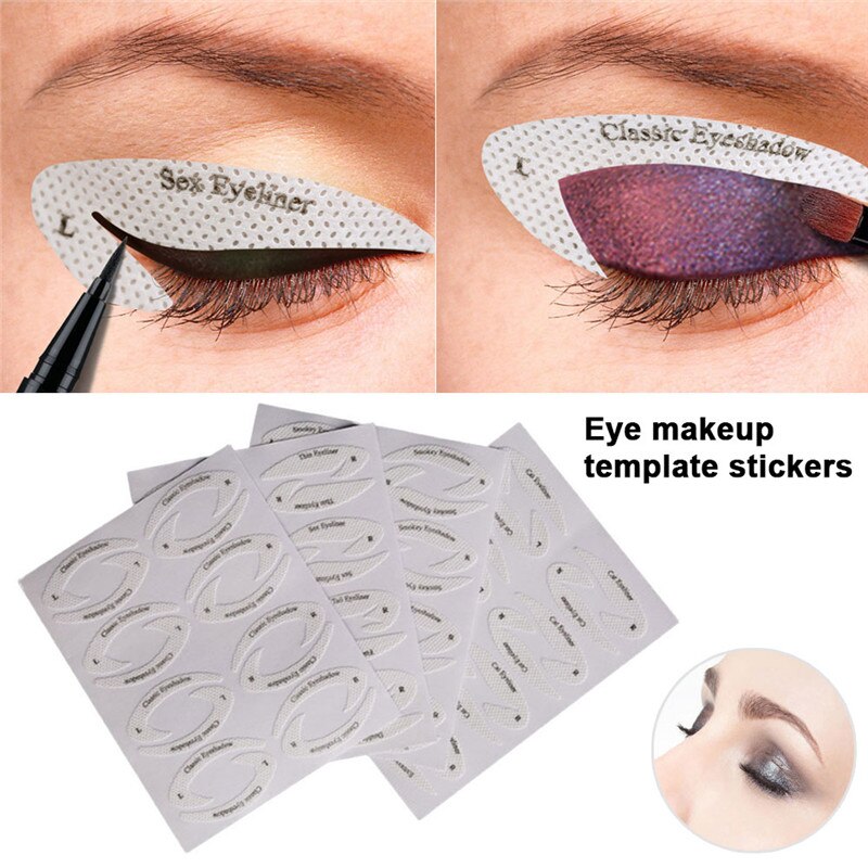 4 Vellen Universele Eyeliner Oogschaduw Niet-geweven Sticker Make Cosmetische Quick Eyeliner Sticker Stencil Oogschaduw Lui Nuttig