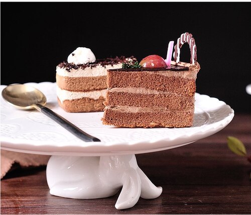 Plato de cerámica para pastel de conejo, bandeja de exhibición para fruta, postre, Animal lindo, vajilla de cocina, porcelana moderna: 12 inch