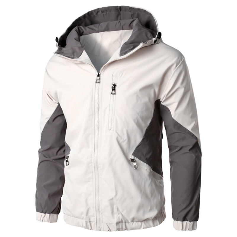 2022 efterår vinter jakke med hætte lynlås herre streetwear bomberjakke windbreaker herre sportstøj frakke slim fit pilot outwear