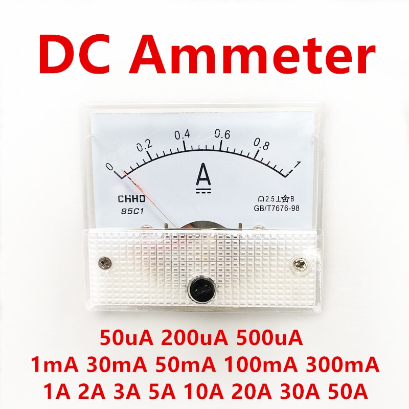 85 c 1 dc analog panel voltmeter amperemeter amp volt meter måler 500ua 50ma 1a 5a 10a 20a 30a 50a
