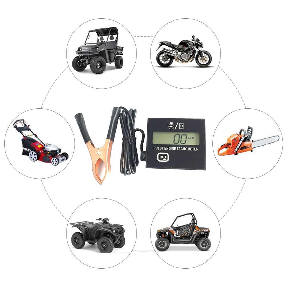 Motorcycle Chainsaw High Tachometer Gasoline Engine Lawn Digital Display Inductive Pulse Speed Tachometer