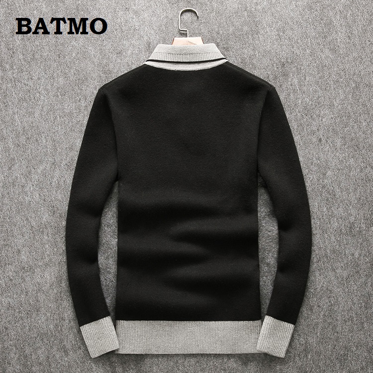 Batmo Herfst 90% Wol Casual Trui Mannen, Mannen Marine Blauw Truien 006