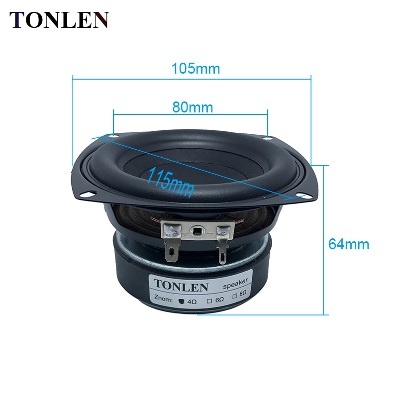 TONLEN 4 inch Subwoofer 4 ohm 8 ohm 40 w HIFI Bass High Power Luidspreker Hoorn draagbare audio Speakers klankkast Geluid Bar
