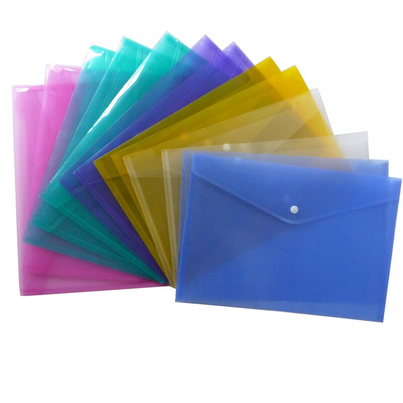 A4 Clear Document Bag Paper File Folder Stationery School Office Letter Envelope Folder Translucent Case PP 6 Candy Colors