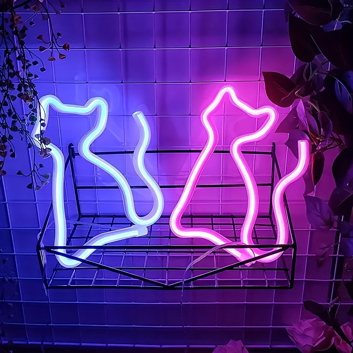 Luz de neón decorativa LED multifuncional para dormitorio, atmósfera del hogar, luz decorativa de primavera y verano, luz de estilo para fiestas navideñas, luz nocturna para habitación de niños, USB o con batería