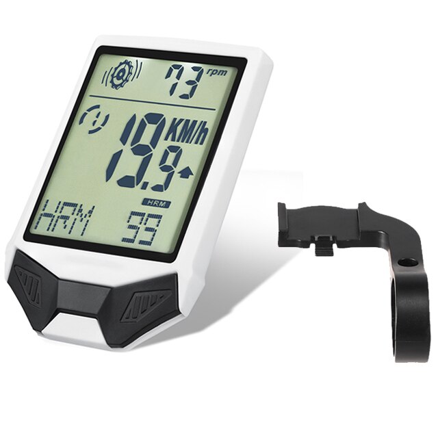 3 in 1 Bicycle Computer Wireless Bike Speedometer Waterproof Cycling Odometer MTB Stopwatch with Heart Rate Cadence Sensor: White