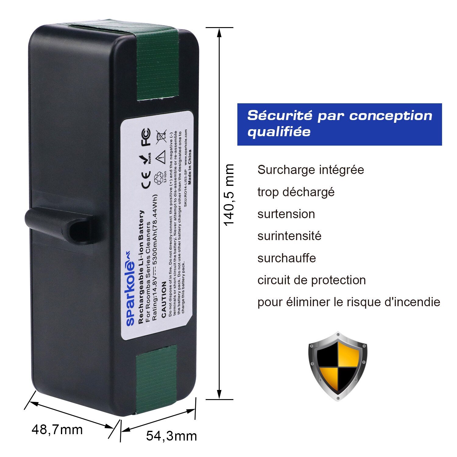 Sparkole 5300 mah 14.8v li-ion batteri för irobot roomba 500 600 700 800 900 series 550 560 580 620 630 650 770 780 870 880 980