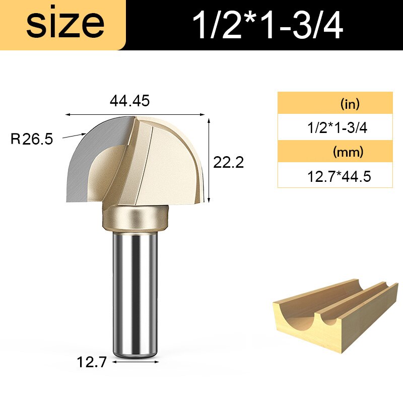 Houtbewerking Core Box Ronde Cove Neus Bit Hardmetalen Cnc Groef Gereedschap 1/2 1/4 Shank Frezen Voor Hout Frezen cutter: 6mm