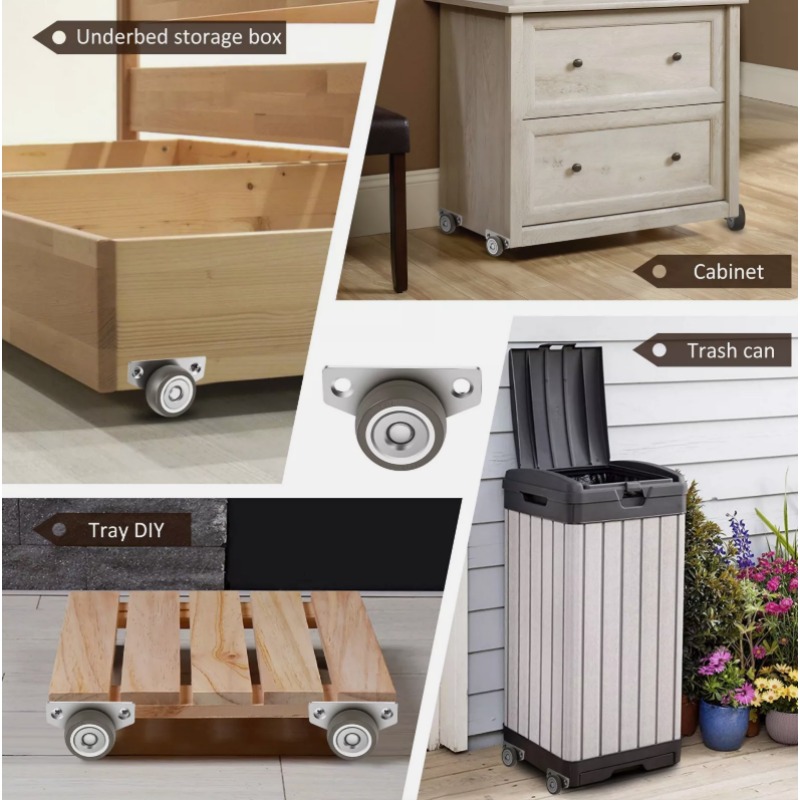 1/8Sets Side Mount Caster Wheels Mini Silent Rubber Furniture Castors Directional Cartwheels For Trolley Drawer Kitchen Cabinets