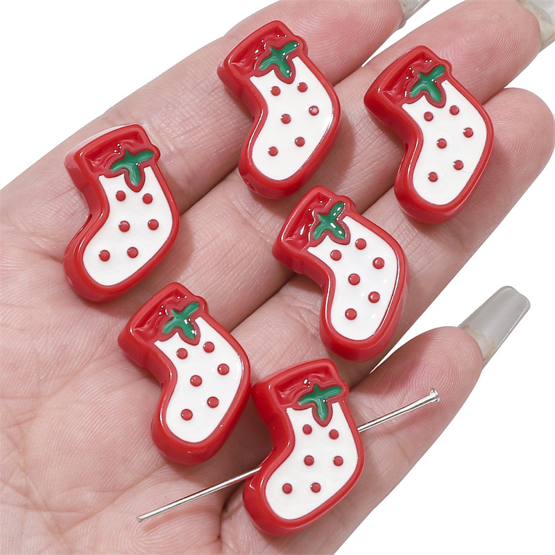 6 teile/los Weihnachten Baum Glocken Handschuhe Acryl Perlen Komponenten Für DIY Handgemachte Armbinde Halskette Schmuck Machen Liefert Material: grün