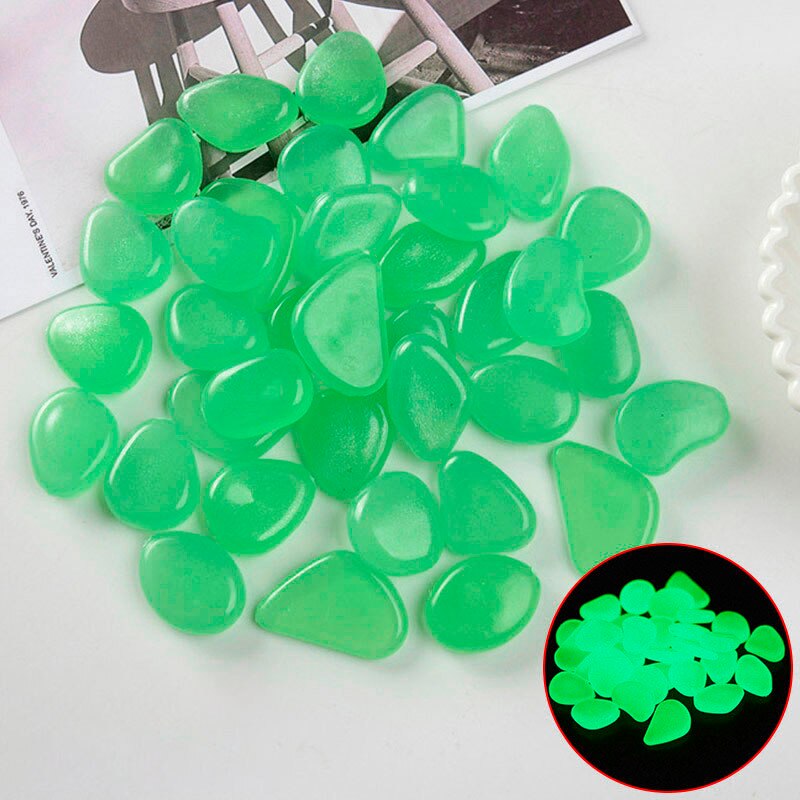 100PCS Glow in The Dark Stones Garden Pebbles Rocks Indoor Outdoor Decor Luminous Stone For Walkways Driveway Yard Fish Tank: 100PCS / Green