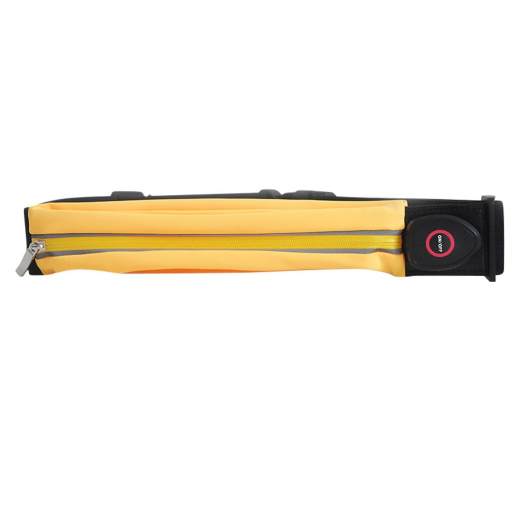 Running Waist Bag Flashing LED Lights Sport Bags Water Resistant Waist Pack Ultralight Running Belt Bag for Hiking: Yellow Color
