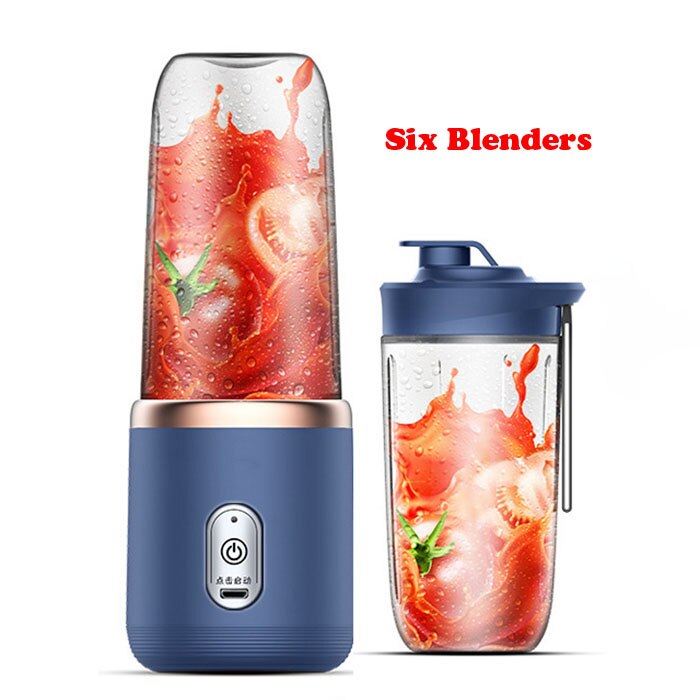 Usb Portable Blender Orange Juicer Machine Juice Extractor Fruit Squeezer Multifunction Juice Extractor Mixer Fruit Smoothie: Blue With 2 Cups