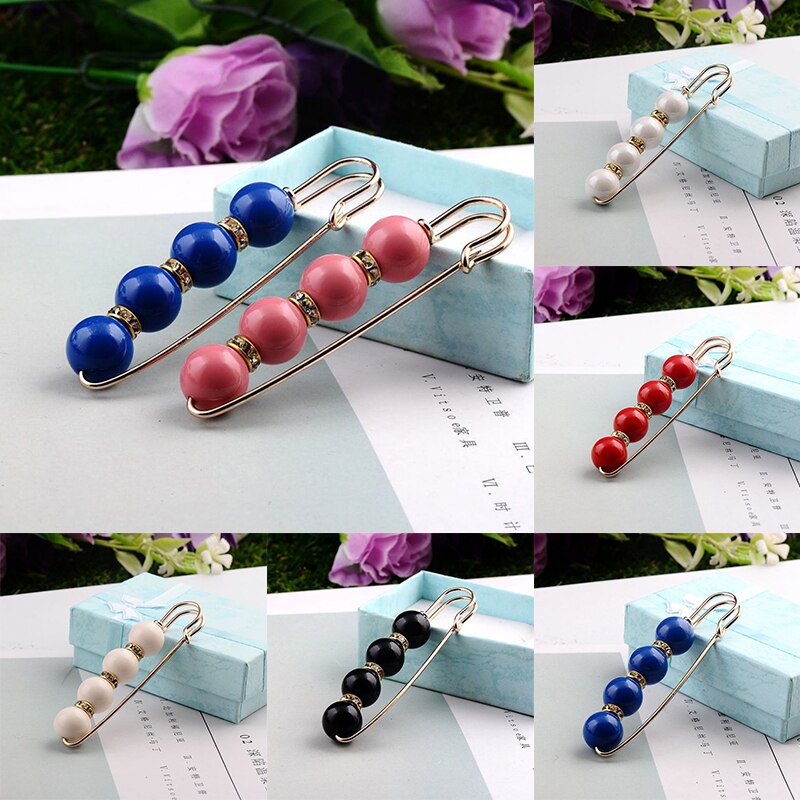 Store perler simuleret perlebroche vintage naturlig bambus jakkesæt pin metal u form spænde beklædningsgenstand broche pin til mænd kvinder brocher