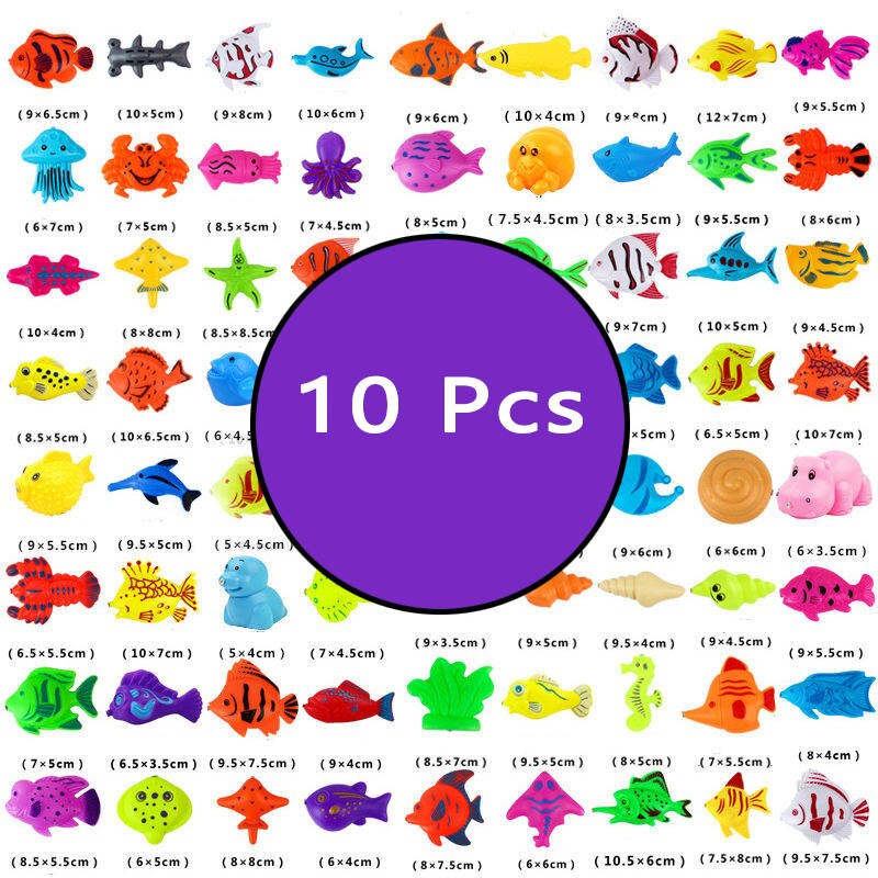 Pool Fishing Bathroom Toys Child Magnetic Fishing Toys Water Games Pool Game Kitten Fishing Fish Baby Funny Toys For Boys: B 10 pcs fish