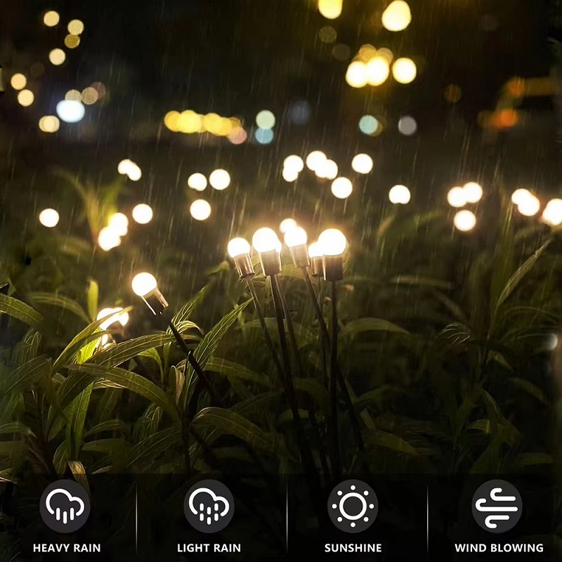 Super LED Solar Garden Lights Powered Firefly Lights Outdoor Waterproof Vibrant Garden Lights for Patio Pathway Decoration,Warm