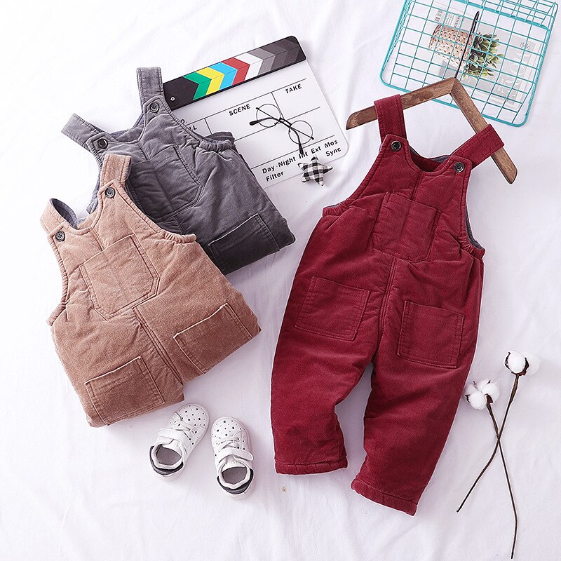 freundlicher freundlicher Overall Winter Hosen Jungen Mädchen Tasche Kabel Dicken lässig Overall Overall Baby Kleidung Overall 0-3T