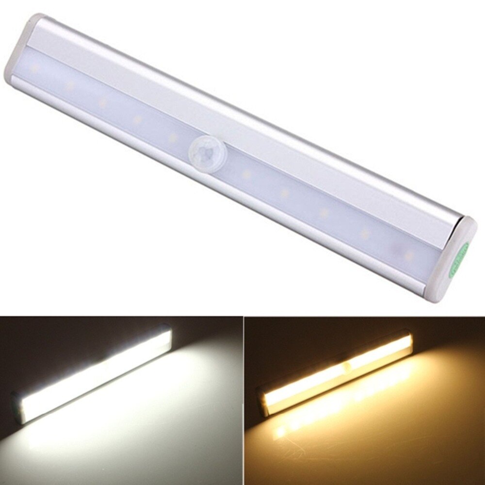 Lightinbox 10 LED PIR Motion Sensor Light For Cabinet Wardrobe Bookcase Stairway Warm White [Energy Class A+]