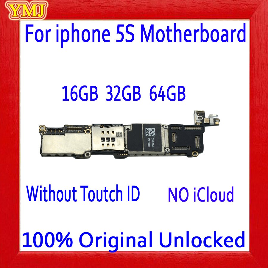 Placa base desbloqueada 100% Original para iphone 5S sin Touch ID/con Touch ID, para placas lógicas iphone 5S, 16gb / 32gb / 64gb