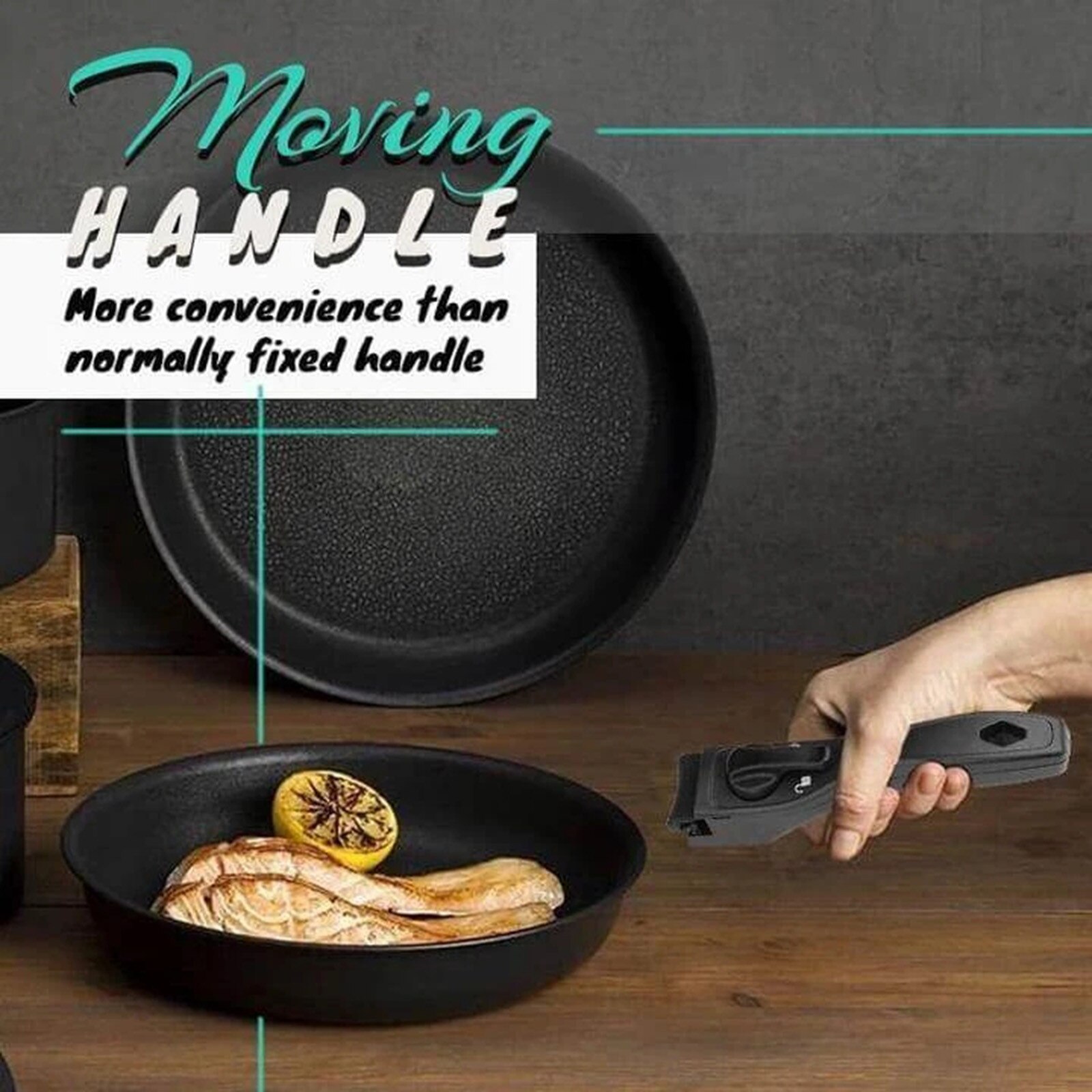 Removable Pan Pot Handle Black Replacement Cookware Handle Detachable Anti-Scalding Hand Grip Bowel Clip Kitchen Cooking Tools