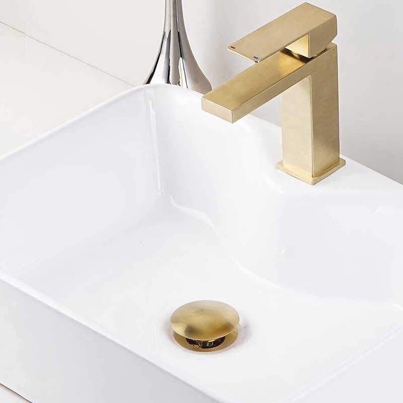 ABSF Sink Drain Without Overflow Bathroom Popup Drain Assembly Stopper Vessel Sink Brushed Brass