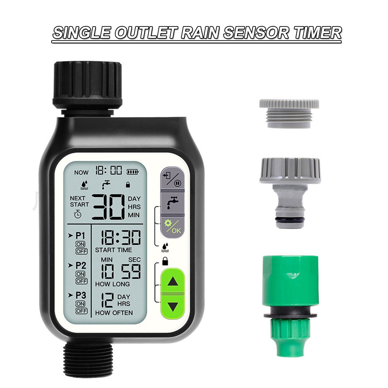 40# Automatic Electronic Water Timer 3 Separate Watering Programs Sprinkler Timer With Rain Auto Sensor Function Hose Timer