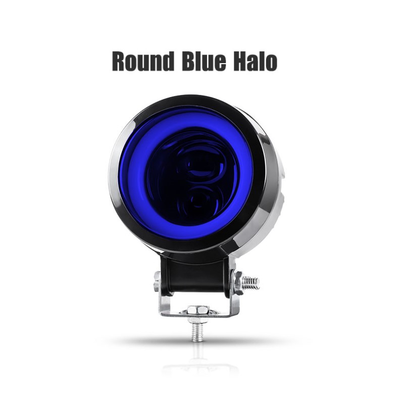 Ronde Halo Led Head Spot Light 3 Inch Motorcycle Spotlight 12/24 V Voor Scooter Bobber Chopper ATV dagrijverlichting Hi/Lo Beam: Blauw