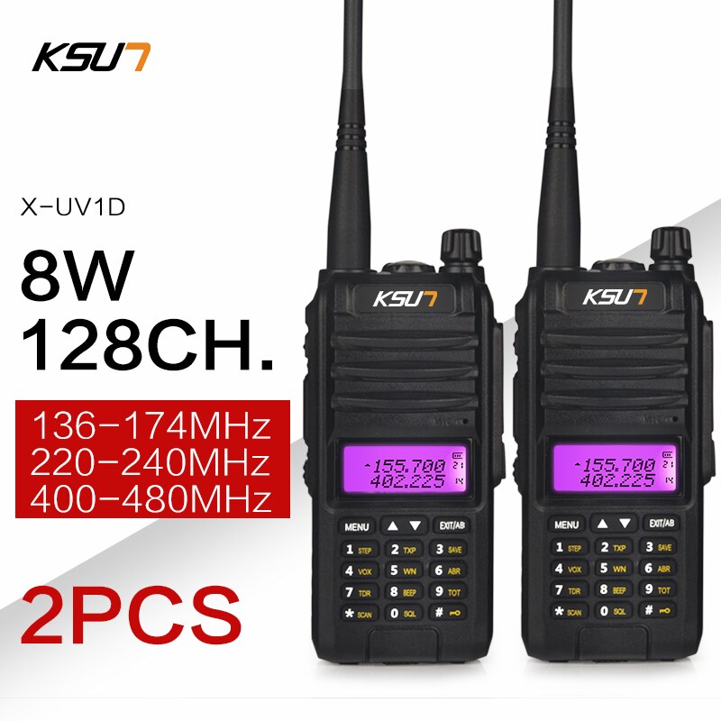 Ksun X-UV1D walkie talkie 8w vhf uhf banda dupla 136-480mhz rádio handheld em dois sentidos do transceptor cb do rádio do presunto do comunicador do hf