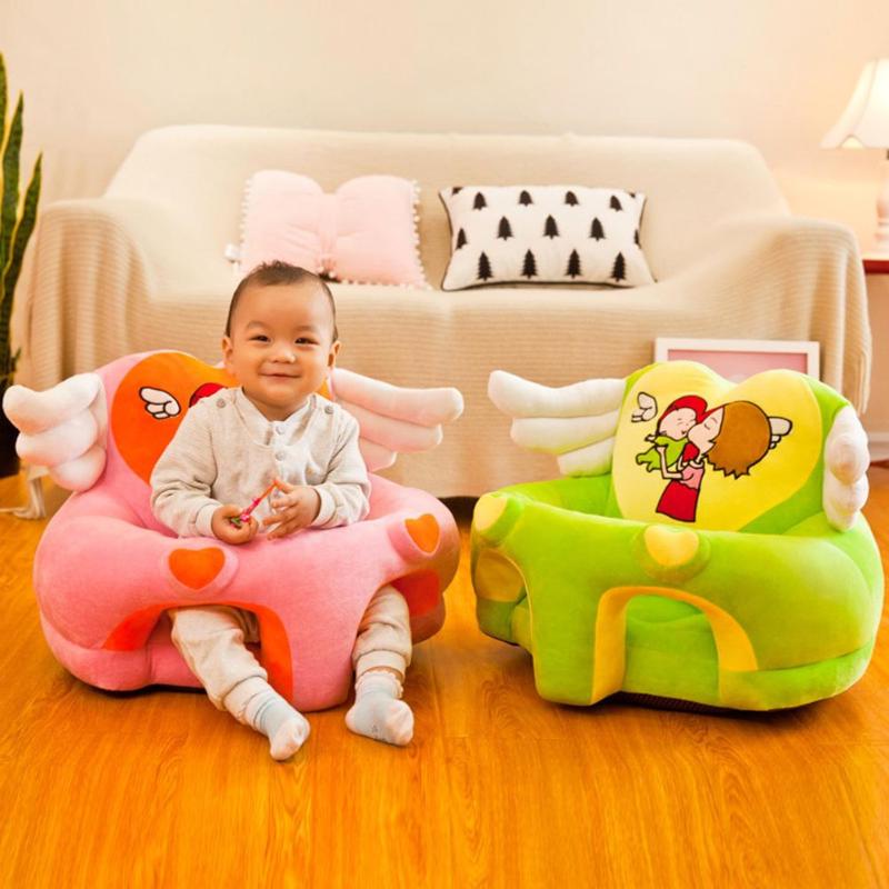 Baby sofa støtte sæde dække plys lære at sidde stol blød toddler reden pust vaskbar betræk hud til baby sofa uden fyldstof