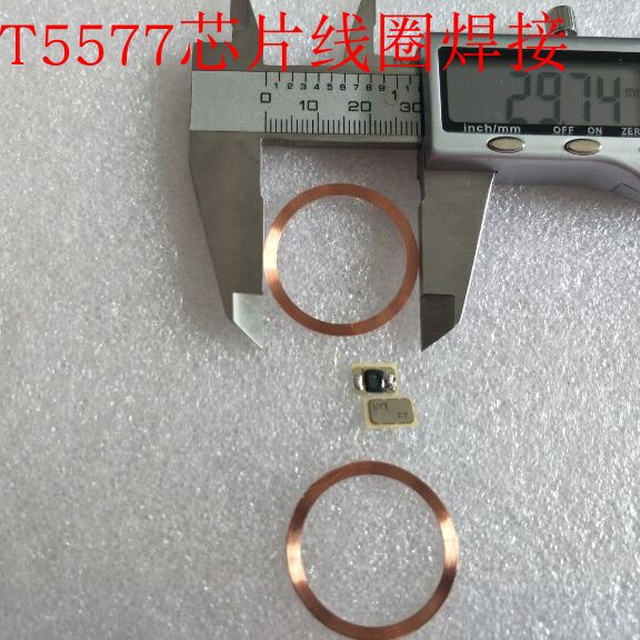 Diámetro 28MM baja frecuencia LF COB + antenas 125KHZ soldadura T5577 chip soldadura antena T5557 bobina 100 unids/lote