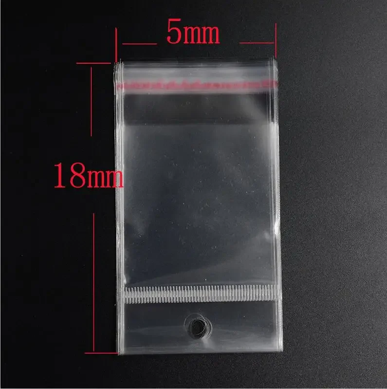 100pcs/lot Clear Self Adhesive Seal Plastic Bags Transparent Resealable Cellophane Poly Packing Bags OPP Bag With Hanging Hole