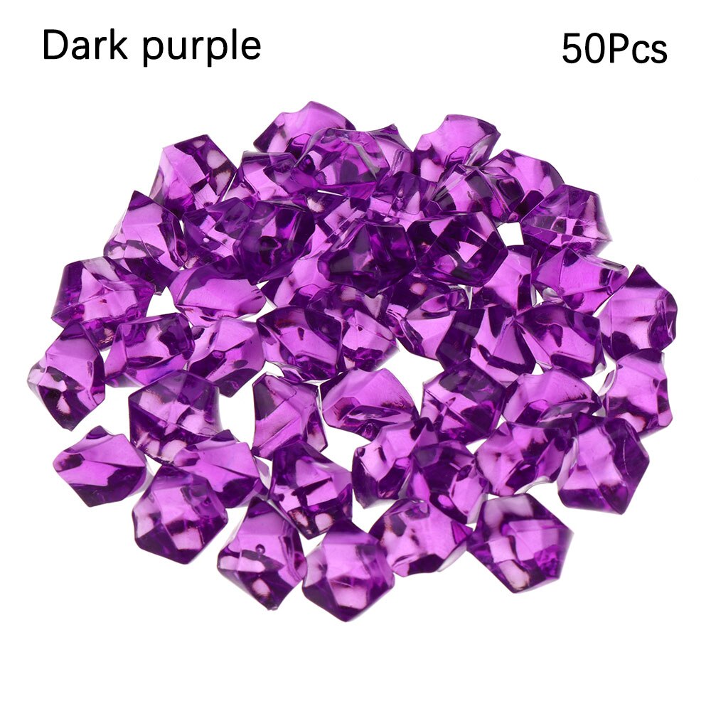 50Pcs/bag Colorful 1.4*1.1cm Aquarium Acrylic Stones Crystal Ice Cubes Decor Vase Filler Pebble Fish Tank Decor Flower Pot Decor: Dark purple