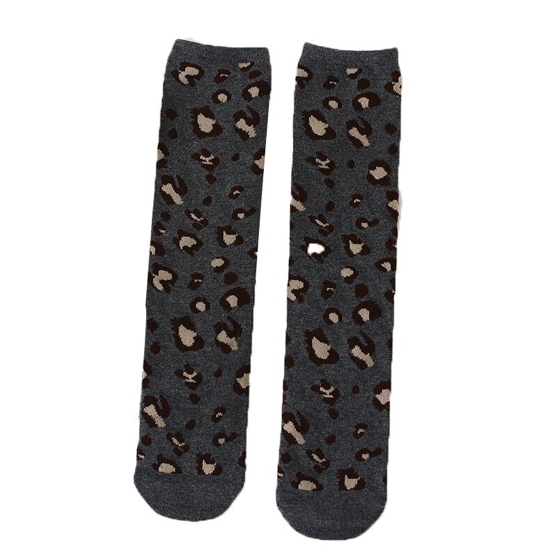 Leopardprint børn sokker forår børn pige knæ høje sokker piger lange sokker sokken calcetines: Grå 2-10y