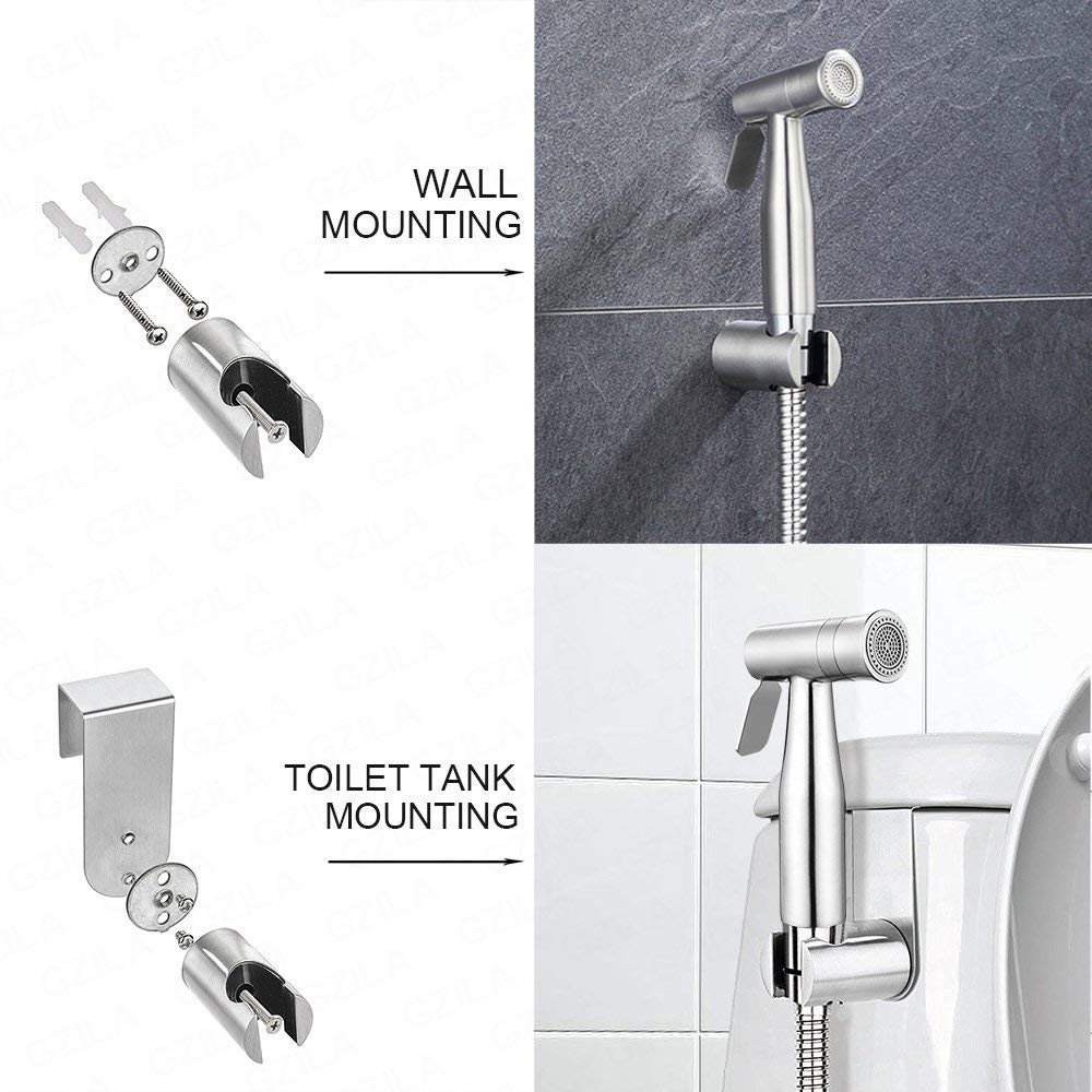 Hand Bidet Faucet Bathroom Handheld Toilet Bidet Sprayer Set Stainless Steel Attachment Hand Sprayer Shower Head Self-Cleaner