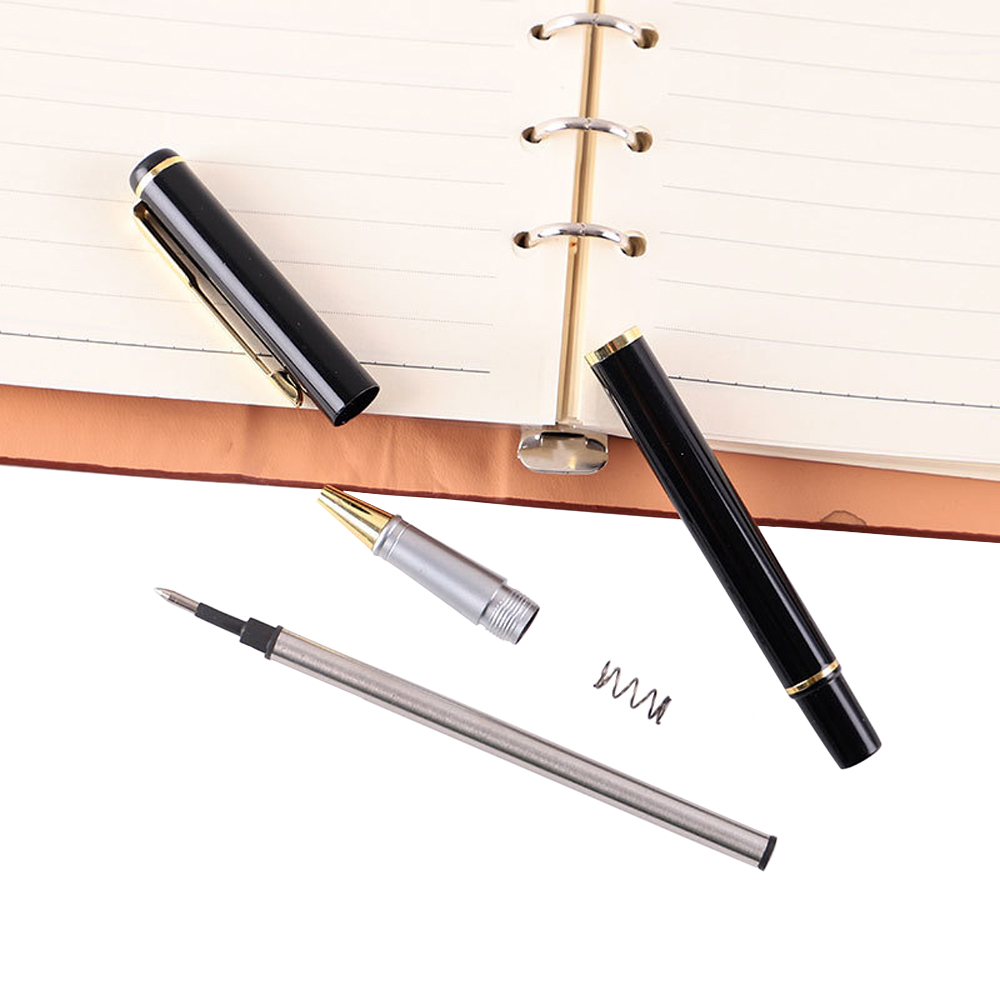 Stylo à bille de bureau en métal avec recharge, écriture fluide, encre bleue et noire, scolaire, 1 + 4 pièces par ensemble