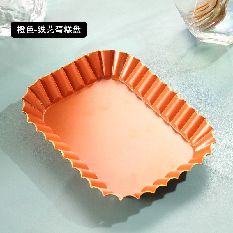 Netto rød frugt tallerken stue husstand jern dessert bord slik snack plade wienerbrød plade kage bakke kage stand: Orange