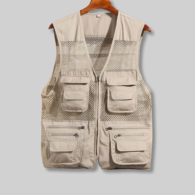 Vesten Mannen Met Veel Zakken Dunne Mesh Lossen Biker Vest Mannen Casual Zomer Mesh Casual Multi Vest Schouder Mouwloze Jas