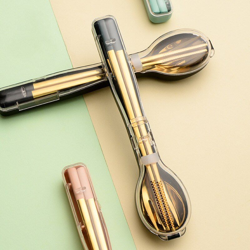 304 Stainless Steel Chopsticks Spoon fork Set Cutlery Set Flatware Set Tableware Soup Spoon Portable Cultery With Box